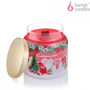 SVEČA CRANBERY SNOW S POKROVOM 450G